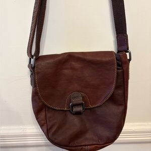 Brown Leather Flap Crossbody with Buckle